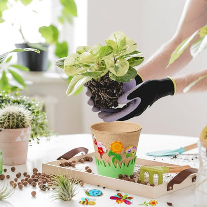 Jecery 30 Sets Garden Paper Craft Kit DIY Foam Flower Pots, Flower Planting and Growing Kit for Spring Summer Early Graduation DIY Crafts