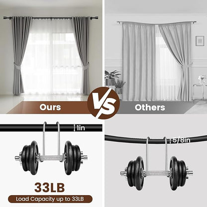 1” Diameter Curtain Rods Itself is 30 to 170 inch 1 Pack Fit 30-168 inch Window with Heavy Duty Adjustable Rod Matte Black Splicing Metal Extra Long Curtain Rod for Windows