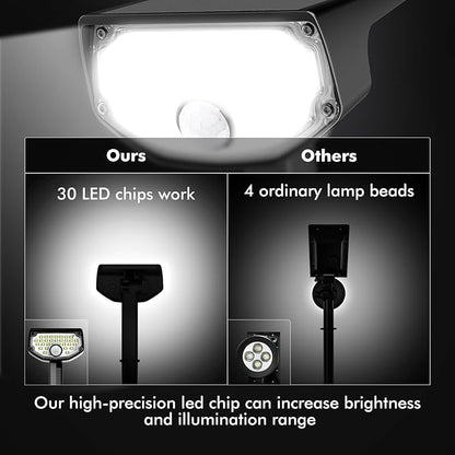 AloftSun Solar Motion Sensor Outdoor Lights,Waterproof Motion Sensor Spot Lights- 30 LED/3 Modes Solar Powered Spotlights,Landscape Lighting for Yard and Garden, Cool White,6 Pack