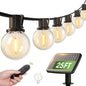 addlon 25FT Solar Powered Outdoor String Lights Waterproof with Remote, G40 Solar Powered String Lights with 13 LED Shatterproof Bulbs, 3 Light Modes, Dimmable Solar Lights for Outside Bistro Cafe