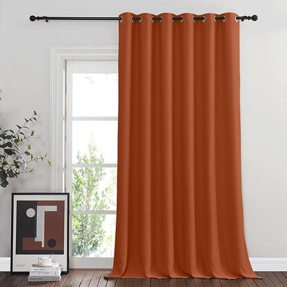 NICETOWN Sliding Door Curtain 108 Inches Long - Blackout Thermal Insulated Grommet Room Divider Privacy Drape for Patio Glass Door, 1 Panel, Burnt Orange, 100 Inch Extra Wide