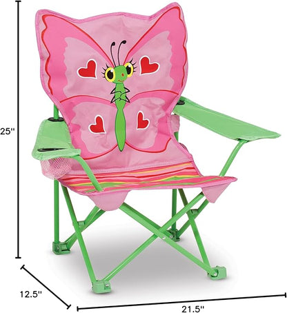 Kids Folding Chair with Butterfly Back, Cup Holder and Storage Bag