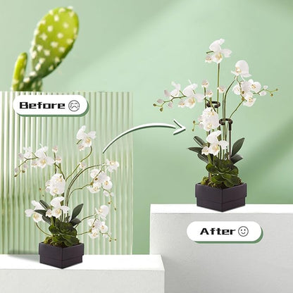 Invisible Orchid Sticks 17 inch &11 inch SupKing 16Pcs Plant Stakes with Clips for Support Small Short Plants,Garden Stakes Support Poles Suit for Potted Plants Flowers Peony Rose (Brown)