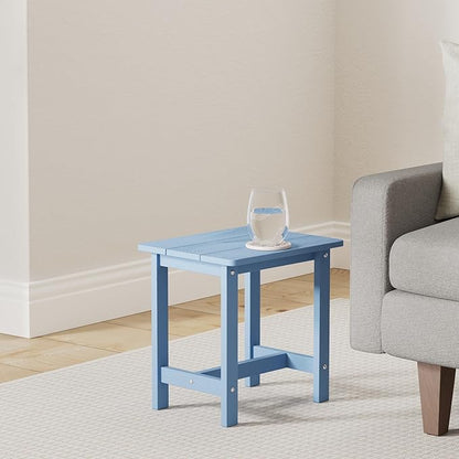 LUE BONA Outdoor Side Table, HDPS Small Outdoor Table, Adirondack Side Table, Outside End Table for Patio, Porch, Deck, Weather Resistant/Easy Maintenance/Indoor or Outside Use, Navy Blue
