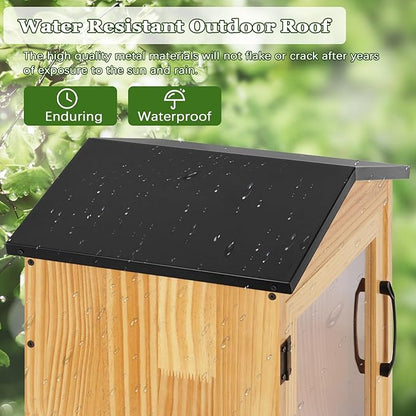 Outdoor Library Outdoor Book Box Storage Small Wooden Cabinet Little Literature Box for Neighborhoods Community and Schools Sharing Books, Flyers, Newspapers, Food and Art (B)