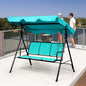 Porch Swing with Steel Frame and Canopy, 3-Person Turquoise