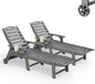 Lounge Chair Outdoor Set of 2, HDPE Chaise Lounge Outdoor, Pool Lounge Chair for Pool Poolside Deck Backyard Patio, Dark Grey