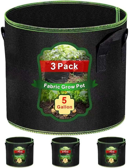 5 Gallon Grow Bags-3 Pack, Thickened Nonwoven Fabric Aeration Planter Bags with Handles, Heavy Duty Vegetable/Flower/Potato Planting Pots for Garden Outdoor