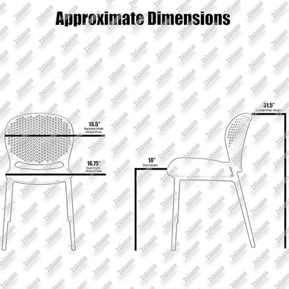 Patio Dining Chairs, Set of 2 White Stackable Plastic Chairs
