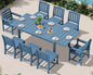 SERWALL 9-Piece Outdoor Dining Set, 60" - 83" Expandable Outdoor Dining Table and 8 HDPE Chairs, All Weather HDPE Outdoor Furniture Set for Backyard, Garden, Blue