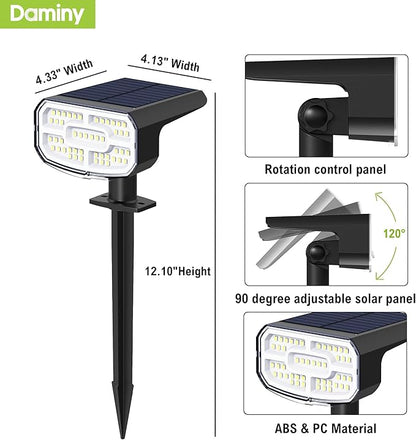 DAMINY Solar Spotlights Outdoor Waterproof IP65,2 CCT(Warm White & Cool White),4 Lighting Modes Solar spot Lights for Yard,Garden,Pathway,Landscape,Auto On/Off-8 Pack