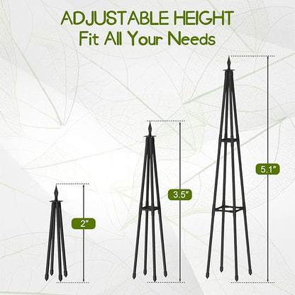 Obelisk Trellis for Climbing Plants Outdoor,4.0 Ft Garden Trellis for Potted Plants, Metal Trellis with Anti-Rust Coated for Potted Plants Indoor, Plant Support for Vegetables, Vines