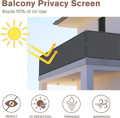 Sunny Guard Customized 3'x26' Dark Grey Balcony Privacy Screen, 90% Shade - Image 2