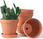 Orceler 6 inch Terracotta & Clay Pots for Plants with Saucer, Medium Terra Cotta Plant Pots with Drainage Hole, Flowerpot with Tray, Terracotta Pot for Indoor Outdoor Plant - Pack of 4 Planters