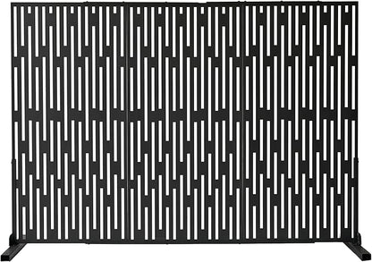 Oakland Living 6 ft. X 4 ft. Black Freestanding Metal Privacy Screen Room Divider