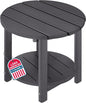 LZRS Round Adirondack Side Table Double End Table, Outdoor Side Tables for Patio, Backyard,Pool, Indoor Companion, Easy Maintenance & Weather Resistant(Grey)