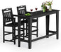 Ciokea 3 Pcs Outdoor Bar Height Table Set, 60" Extra Long Rectangle High Top Table and 2 Oversized Adirondack Chairs Set, Heavy-Duty All-Weather HDPE Patio Bar Set for Backyard Balcony Deck, Black