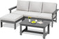 SERWALL Outdoor Sectional Sofa Set, 5-piece Outdoor Modula Couch Set with Ottoman, All Weather Patio Furniture Set with Chaise for Deck, Lawn, Gray Frame with Khaki Cushion