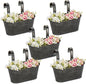 Briful 10'' Hanging Planter Outdoor 5PCS Metal Railing Planter for Herb Flower, Oval Galvanized Buckets with Detachable Hooks, Garden Fence Balcony Windowsill Hanging Pot, Black