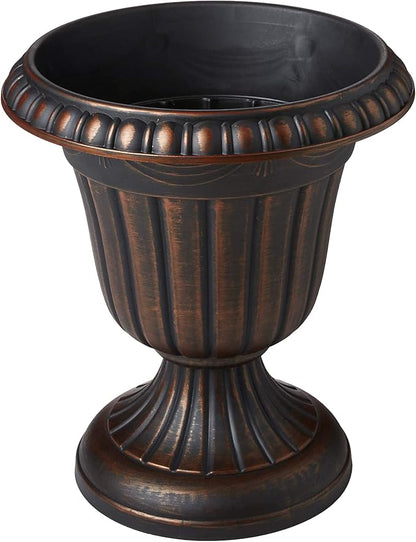 Arcadia Garden Products PL20CP Classic Traditional Plastic Urn Planter Indoor/Outdoor 10" x 12", Brushed Copper