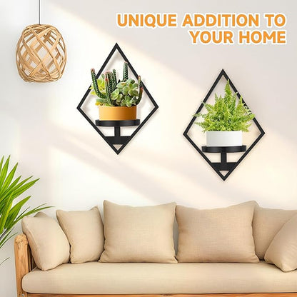 Wall Plant Holder, 3 Pack Metal Floating Shelves Indoor, Window Sill Plant Shelf for Bedroom Bathroom Living Room Home Office
