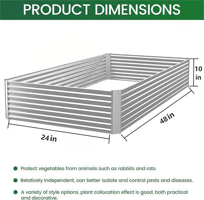 FRIZIONE 4pcs 4x2ft Galvanized Raised Garden Bed Outdoor,Above Ground Garden Bed for Vegetable,Metal Raised Beds for Flower,Steel Raised Beds for Gardening