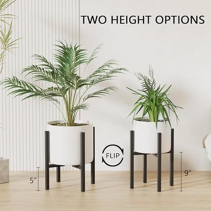 Adjustable Metal Plant Stand Indoor Outdoor - Fits 8 to 12 Inches Pots - Mid Century Modern Planter Stand Single Floor Flower Pot Holder Home Decor for Gardening Gifts