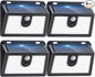 [4 Packs] Solar Motion Sensor Outdoor Lights, Super Bright Solar Lights Outdoor Waterproof, 3 Lighting Modes Security Wall Light for Outside Walking Dog Fence Backyard Deck Garden Door Step Garage