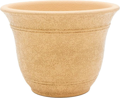 The HC Companies Sierra Round Self-Watering Pot - Lightweight Plastic Planter for Herbs & More - Durable Plant Pots for Indoor Plants & Outdoor Plants (10” Arizona Sand, Pack of 1)