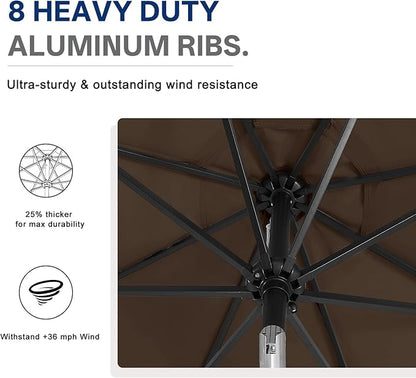 ABCCANOPY Durable Solar Led Patio Umbrellas with 32LED Lights 11FT (Brown)