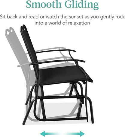 Best Choice Products 2-Person Outdoor Patio Swing Glider Steel Bench Loveseat Rocker for Deck, Porch w/Textilene Fabric, Steel Frame - Black