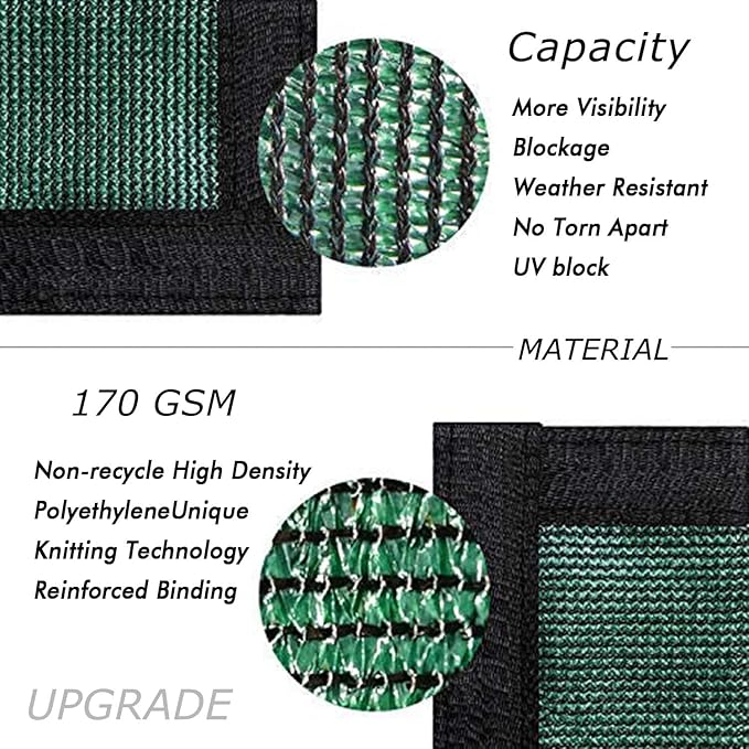 UPGRADE Privacy Fence Screen 4'x5' Dark Green Outdoor 90% Visibility Blockage 170 GSM Mesh Shade Cover Panels for Backyard,Balcony,Home Decoration with Zip Ties,Customized Avaliable