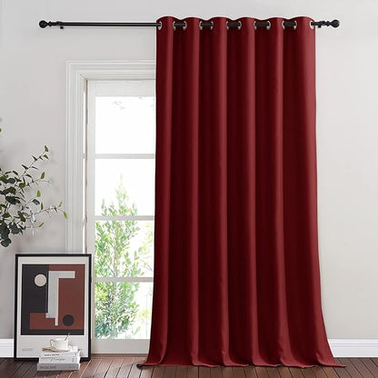 NICETOWN French Door Curtain for Window Extra Long & Wide, Grommet Thermal Curtain Panel for Sliding Glass Door/Patio Door (Burgundy Red, 1 Piece, W80 x L108)