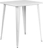Dining Table, 31.5-Inch Square White Metal Bar Height Indoor-Outdoor