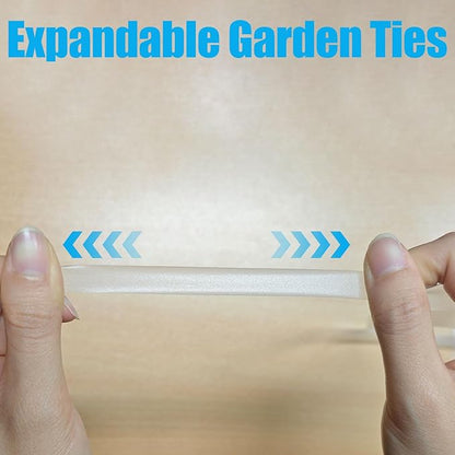 HEVSTIL 4 Rolls Stretchable Garden Tie Tape – 3/7-Inch x 82ft Polyethylene Plant Support Ties | Reusable Stretch Plant Clips for Securing Vines, Flowers & Vegetables Indoors (White)