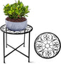 Plant Stand Indoor Outdoor, 15" Tall Flower Pot Stand, Round Metal Corner Plant Stand for Flower Pot, Rustproof Flower Plant Holder for Home, Garden, Patio, Plant Lovers, Housewarming (Set of 1)