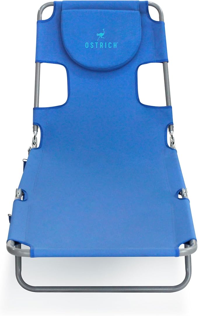 Ostrich the Original Chaise 72 x 22 Inch Lounge Portable Reclining Lounger, Outdoor Patio, Beach, Lawn, Camping, or Pool Tanning Chair, Aqua