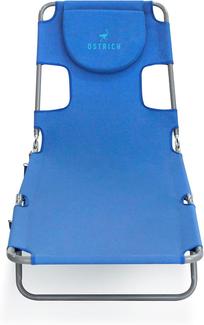 Ostrich the Original Chaise 72 x 22 Inch Lounge Portable Reclining Lounger, Outdoor Patio, Beach, Lawn, Camping, or Pool Tanning Chair, Aqua
