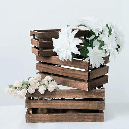 Efavormart Set of 3 Brown Rustic Wooden Nesting Crates with Built-in Handles, Decorative Farmhouse Storage Boxes and Display Containers for Wedding Decor and Storage