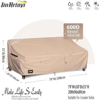 3-Seater Outdoor Couch Cover, 79Wx38Dx35H inches Outdoor Furniture Covers - Image 2