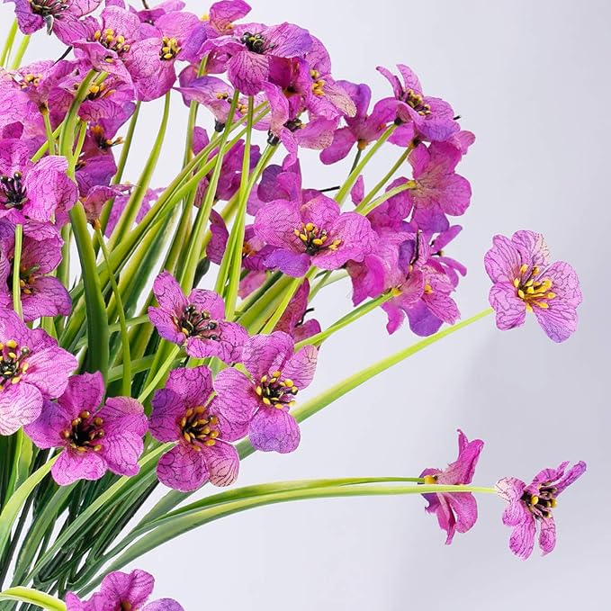 Artificial Flower Bundles, 30 Pack Purple UV Resistant Outdoor Plants