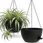 13 Inch 2 Pack Large Self Watering Hanging Planters for Indoor Outdoor Plants, Hanging Plant Pots with Removable 50 Oz Reservoir, Plastic Hanging Basket for Window Porch Garden Balcony, Black