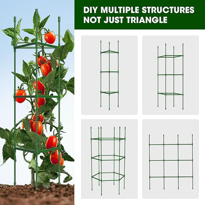 8 Pack Tomato Cages for Garden,Up to 51.2Inch Tomato Cage Trellis-Upgraded Hexagon Connector,Heavy Duty Adjustable Tomato Stake Support for Raised Garden Bed