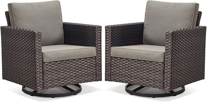 Belord Wicker Chairs Outdoor Bistro Set Oversize Patio Swivel Rocker, Rattan Outdoor Seating Set of 2 Swivel Glider Chairs Wicker Furniture for Porch Deck Backyard
