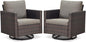 Belord Wicker Chairs Outdoor Bistro Set Oversize Patio Swivel Rocker, Rattan Outdoor Seating Set of 2 Swivel Glider Chairs Wicker Furniture for Porch Deck Backyard