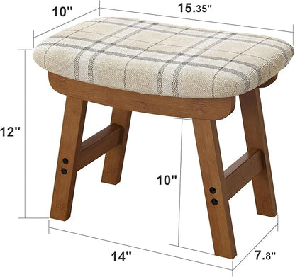 Foot Stools Ottoman, Small Foot Stool Ottoman, and Footstool, Wooden Foot Stool, Sofa Footrest Extra Seating for Living Room Entryway Office