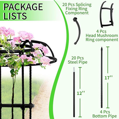 77-Inch Garden Trellis for Climbing Plants,Heavy-Duty Metal Obelisk with Mushroom Top,Stable Support for Potted Clematis,Tomato,Cucumber,Rose,Pea & Vine