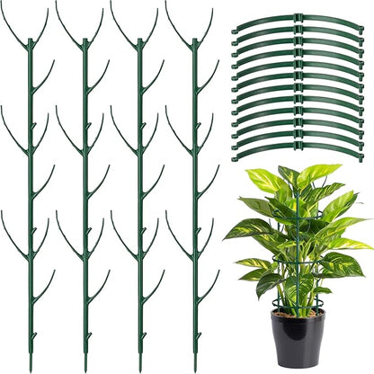 12 Pack Plant Support Stake Half Round Plant Support for Indoor Plants, Stackable 3 Tier Garden Flower Support, Plant Rings for Tomato,Monstera, Peony, Hydrangea, Climbing Plants