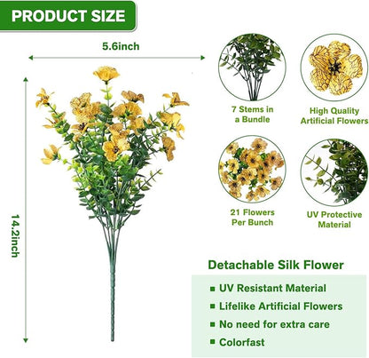 Artificial Flowers for Outdoor,Silk Flowers No Fade Fake Plastic Flowers UV Resistant Faux Plants for Outdoors Outside Front Porch Hanging Planter Window Box Garden Home Decoration,13 Pack(Yellow)