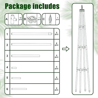 5.2FT Obelisk Trellis for Climbing Plants Outdoor, 16mm Rust-Proof Extra Thickened Plastic-Coated Metal Pipes, Indoor Climbing Support for Potted Plants, Vines, Flowers Stands,Black